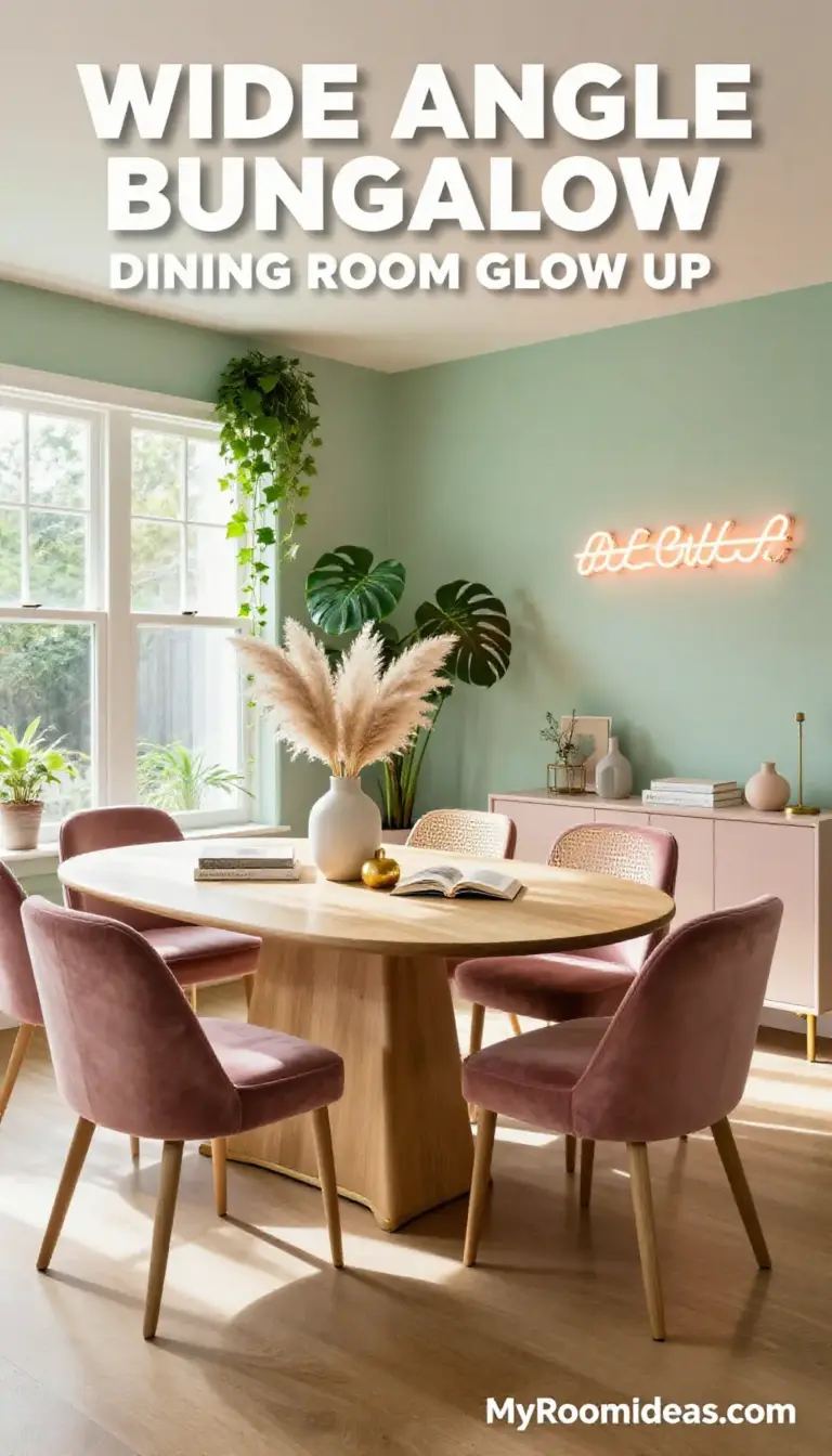 Bungalow Dining Room Glow-Up: Muted Pastels, Cane & Velvet Hygge Vibes