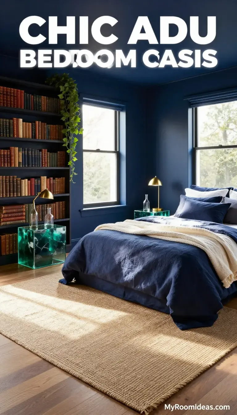 Chic ADU Bedroom Oasis with Recycled Glass & Hemp Accents