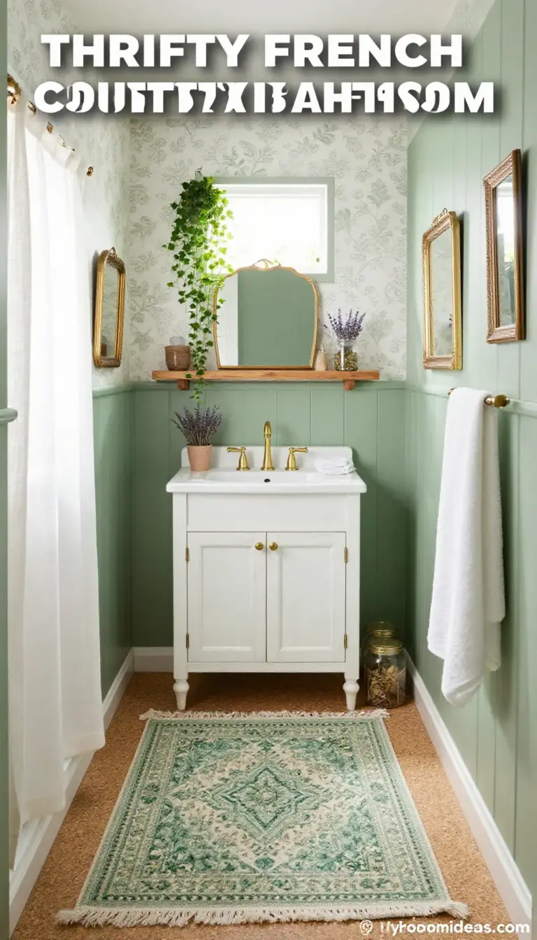 Compact Basement Bathroom Transformed with Thrifty French Country Flair