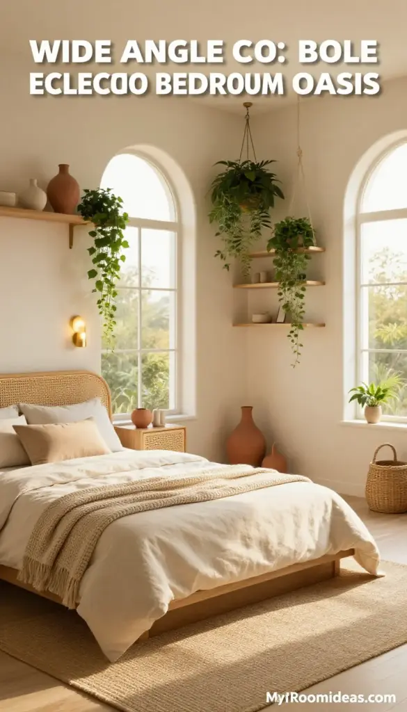 Cozy Boho-Eclectic Studio Bedroom Oasis in Soft Neutrals