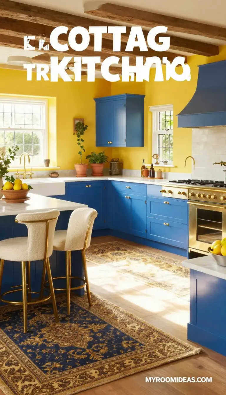 Cozy Cottage Kitchen Transformation with Bouclé & Brass Accents