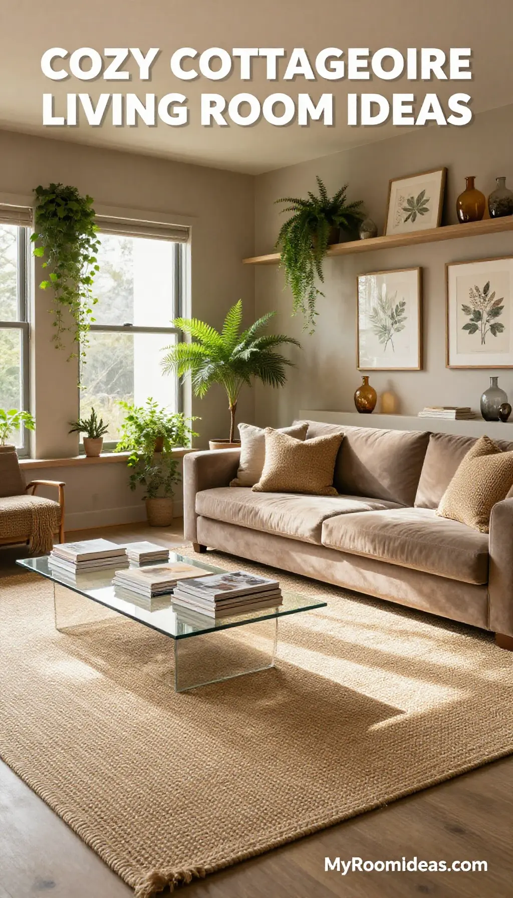 Cozy Cottagecore Living Room with Recycled Glass & Hemp Accents
