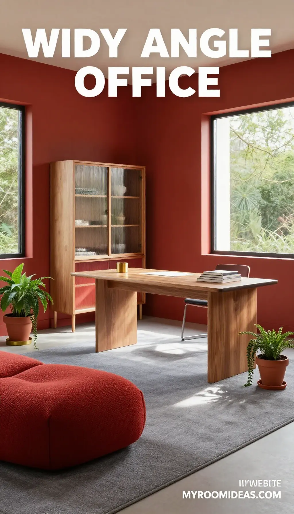 Cozy Minimalist Japanese Inspired Home Office with Ribbed Glass & Wood Accents
