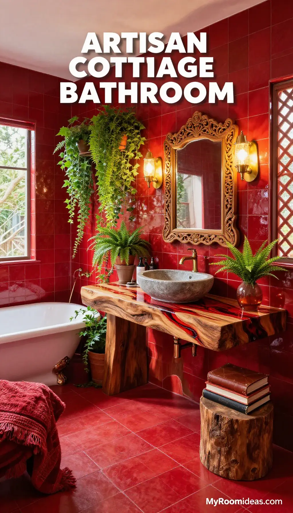 Enchanting Cottage Bathroom Oasis with Artisan Resin & Wood Accents