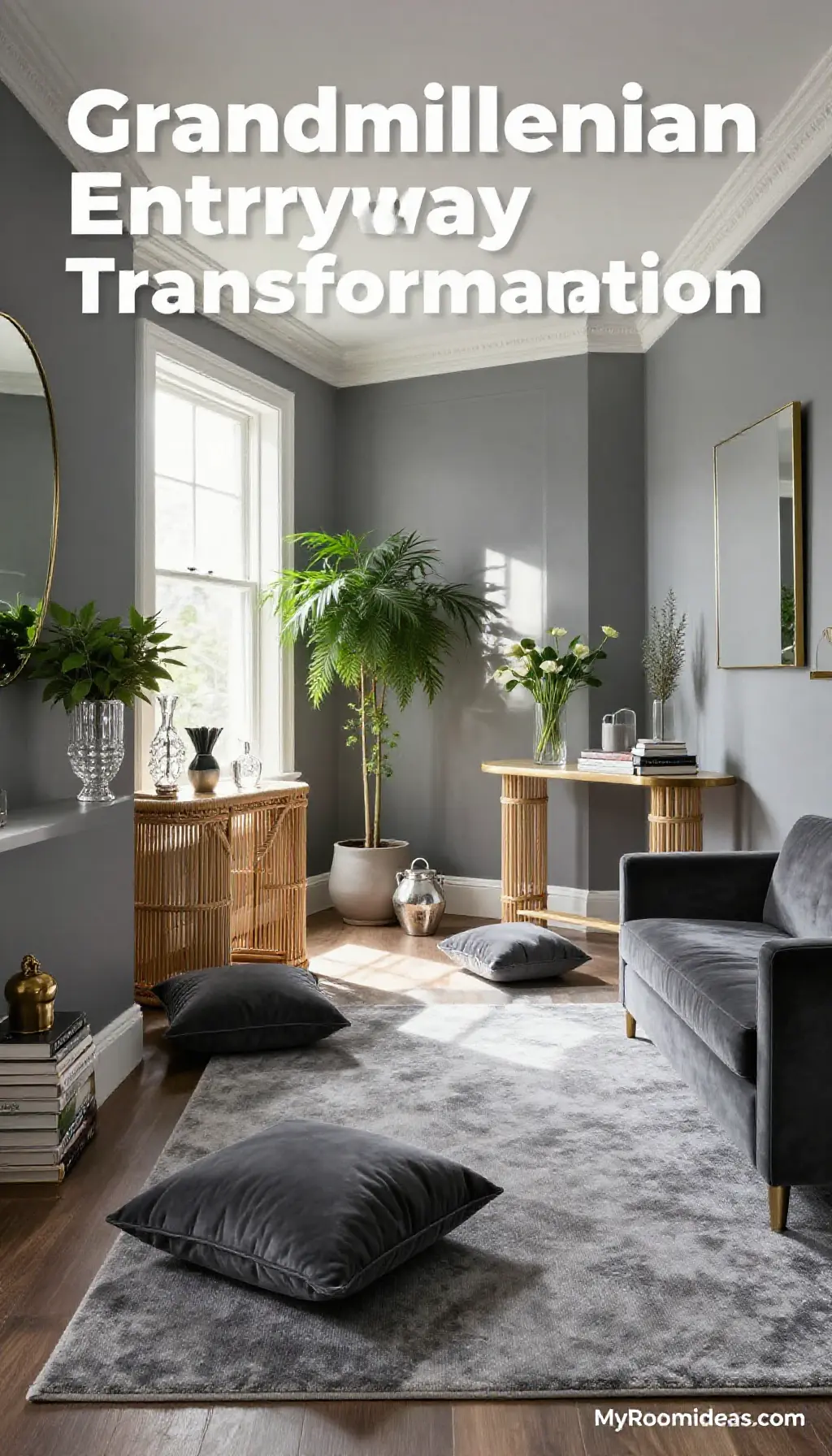 Grandmillennial Entryway Transformation with Cane, Velvet & Floor Pillows