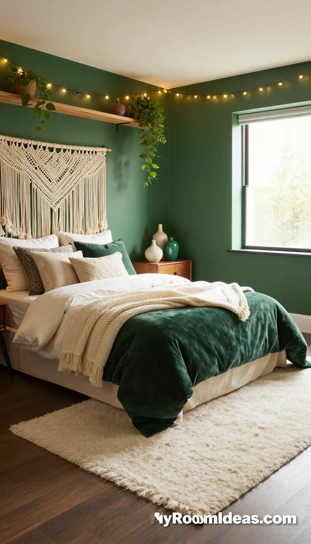 Maximalist Forest & Cream Basement Suite with Cozy Fiber Accents