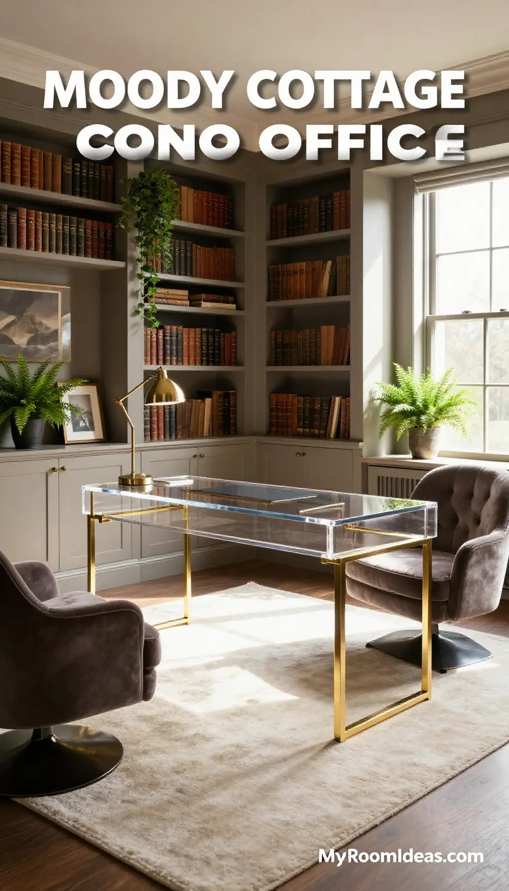 Moody Condo Home Office Transformation with Acrylic & Metal Touches