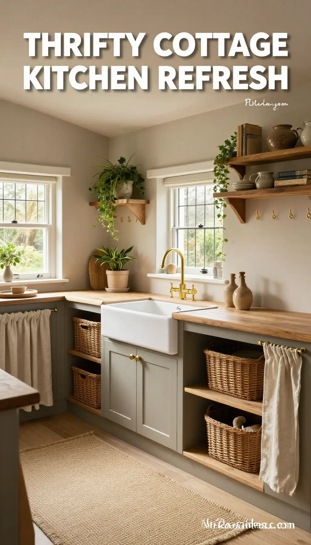 Small Cottage Kitchen Refresh with Thrifty Wicker & Canvas Accents