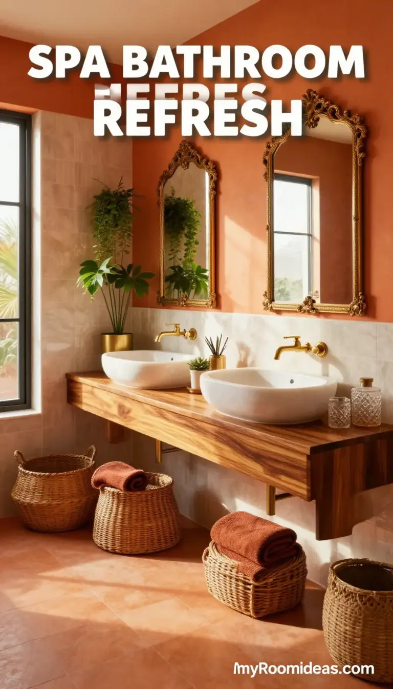 Spa-Like Townhouse Bathroom Refresh with Desert Toned Teak & Alabaster